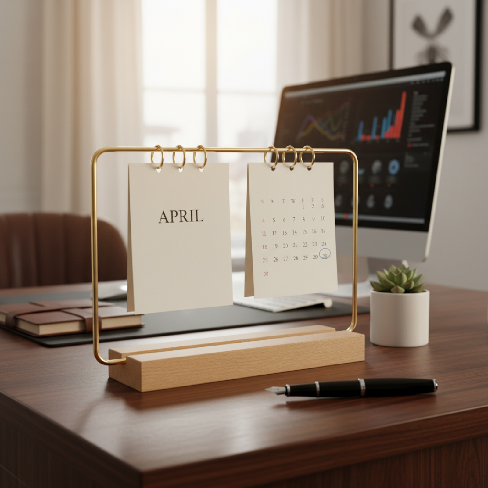 Desk Setup Wood - Wooden Base Calendar Stand Stable Crafted