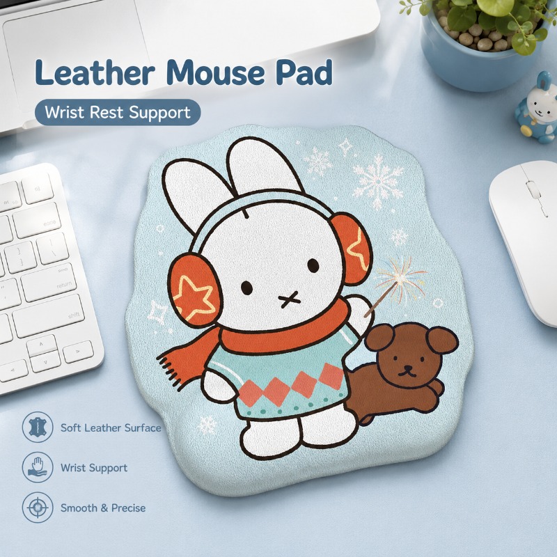 Anime Miffy Leather Mouse Pad  - Desk Setup For Laptop 评论和价格