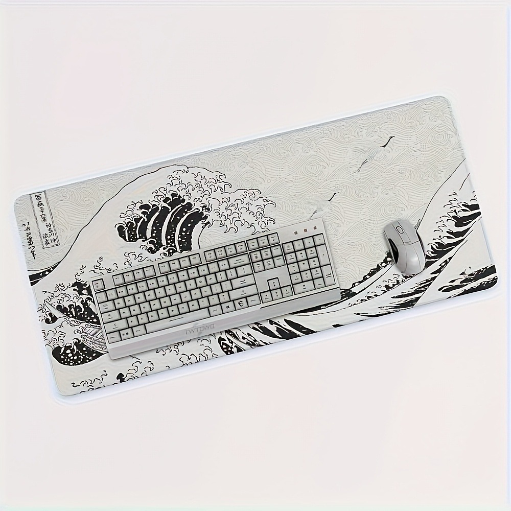 Black White Wave Art XXL Desk  - Desk Setup Simple 评论和价格