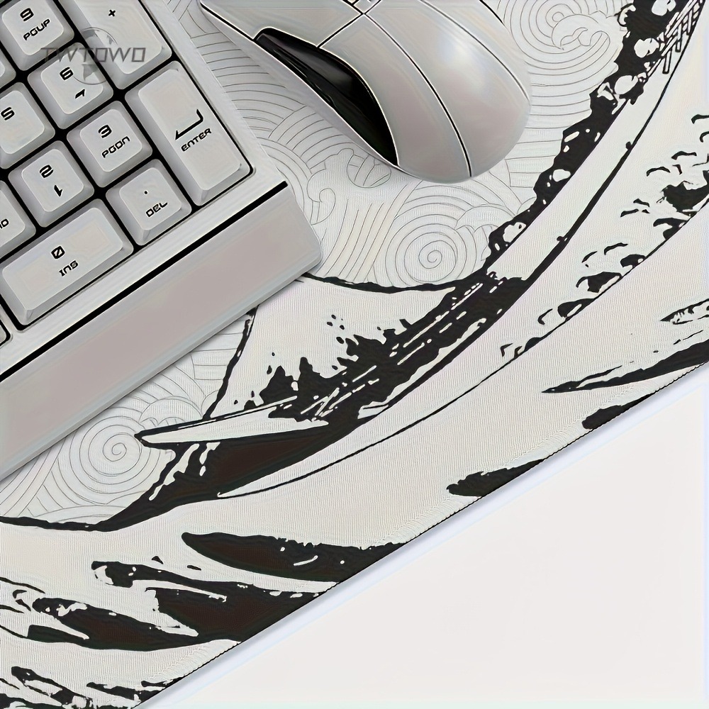 Black White Wave Art XXL Desk  - Desk Setup Simple 评论和价格