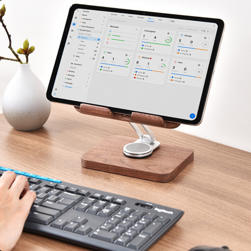 Black Walnut iPad Stand with 3 - Desk Setup For Studying 评论和价格