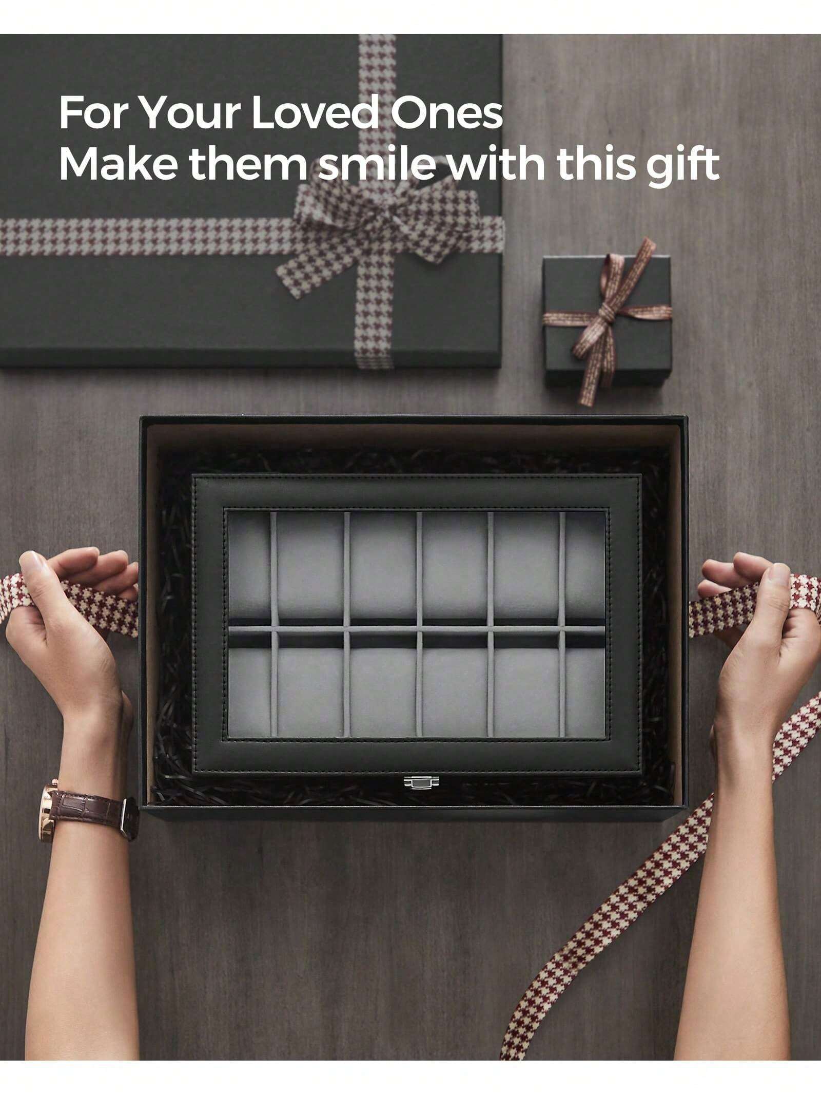 12-Slot Lockable Watch Box wit - Cable Box Organizer 评论和价格