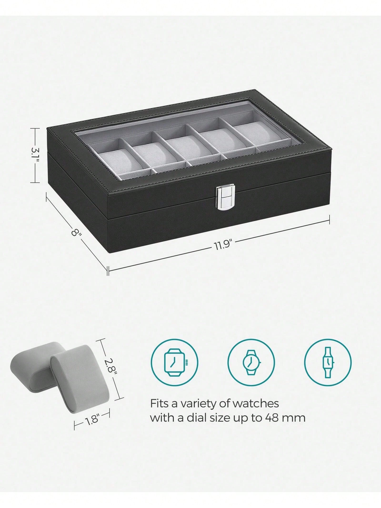 12-Slot Lockable Watch Box wit - Cable Box Organizer 评论和价格