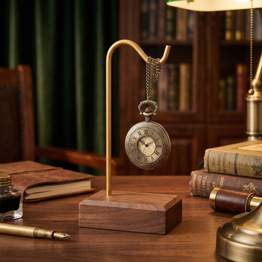 Pocket Watch Hanging Display R - Desk Setup Wood 评论和价格