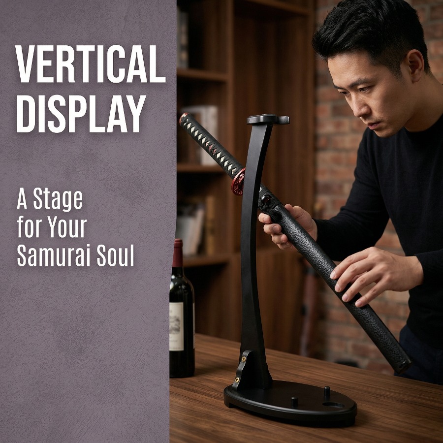 Vertical Katana Stand Sword Sh - Desk Setup Wood 评论和价格