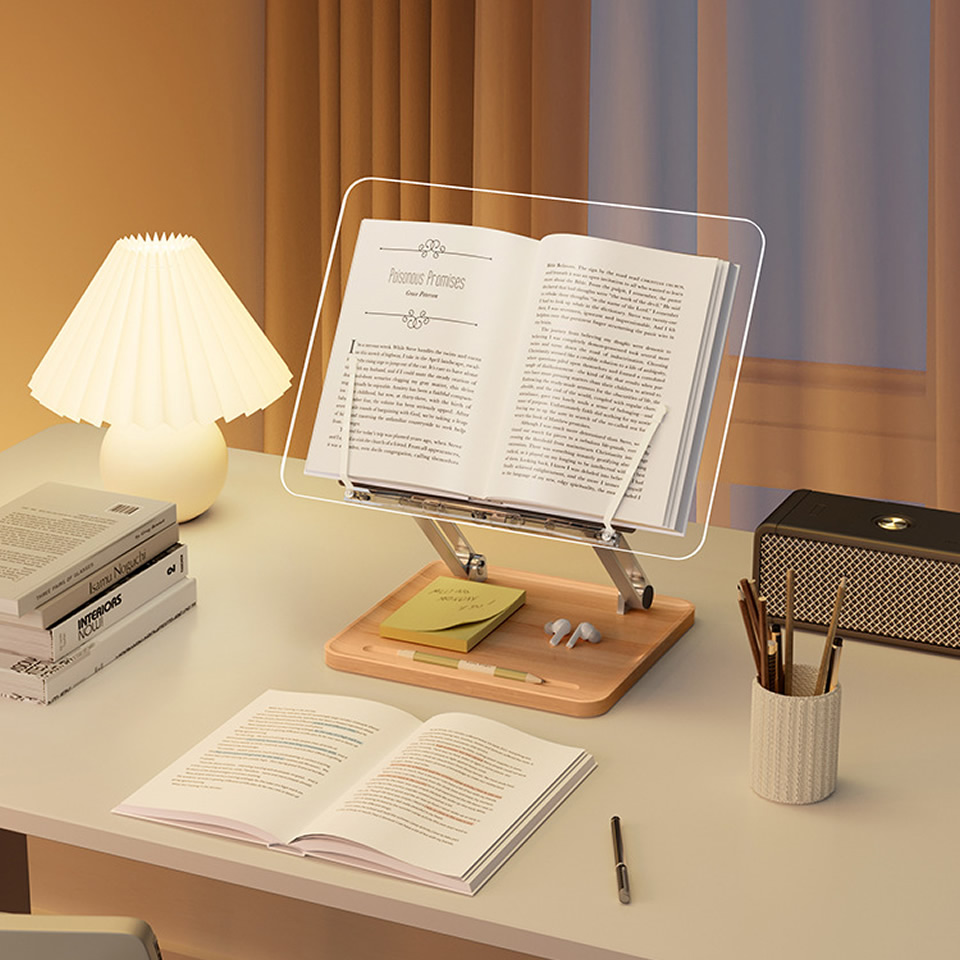 Wooden Reading Stand with Ligh - Desk Setup Wood 评论和价格