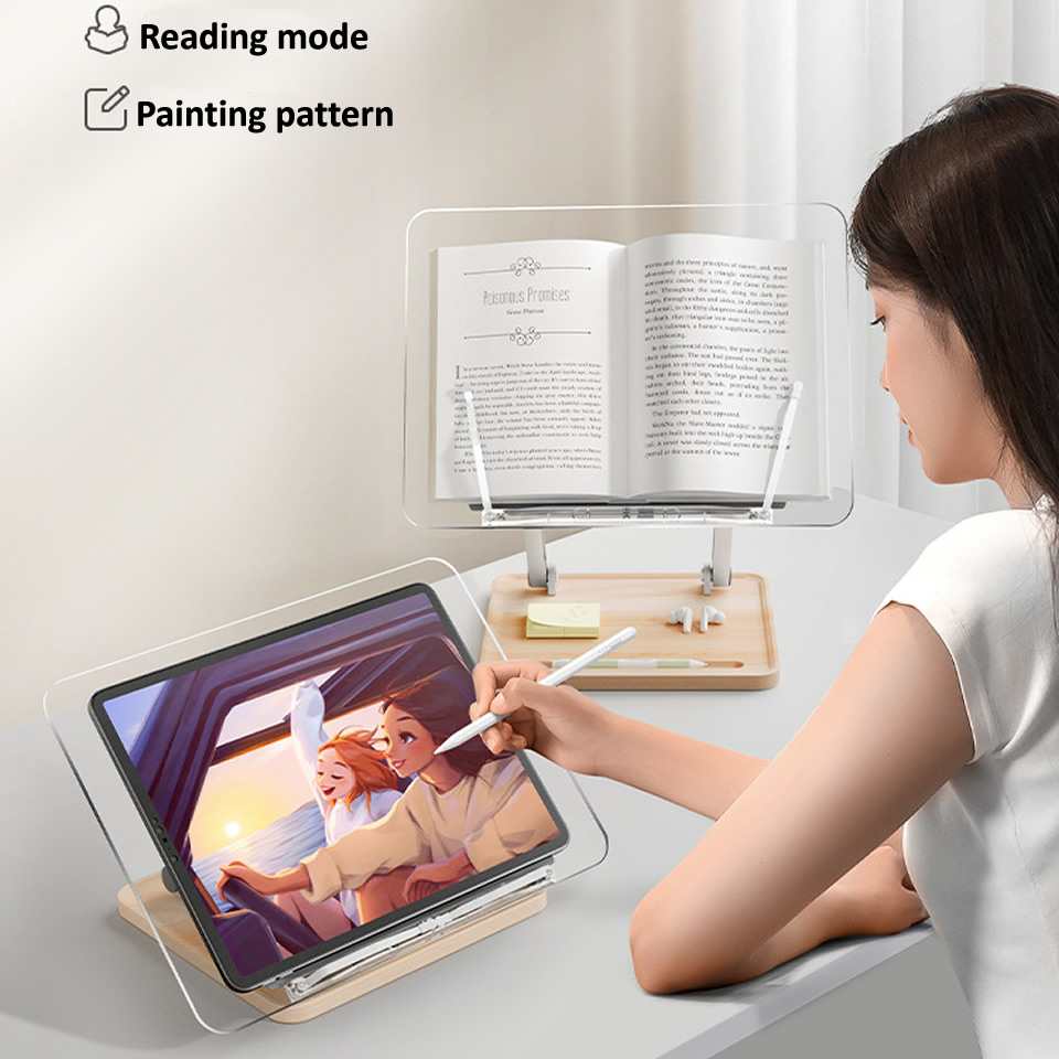 Wooden Reading Stand with Ligh - Desk Setup Wood 评论和价格