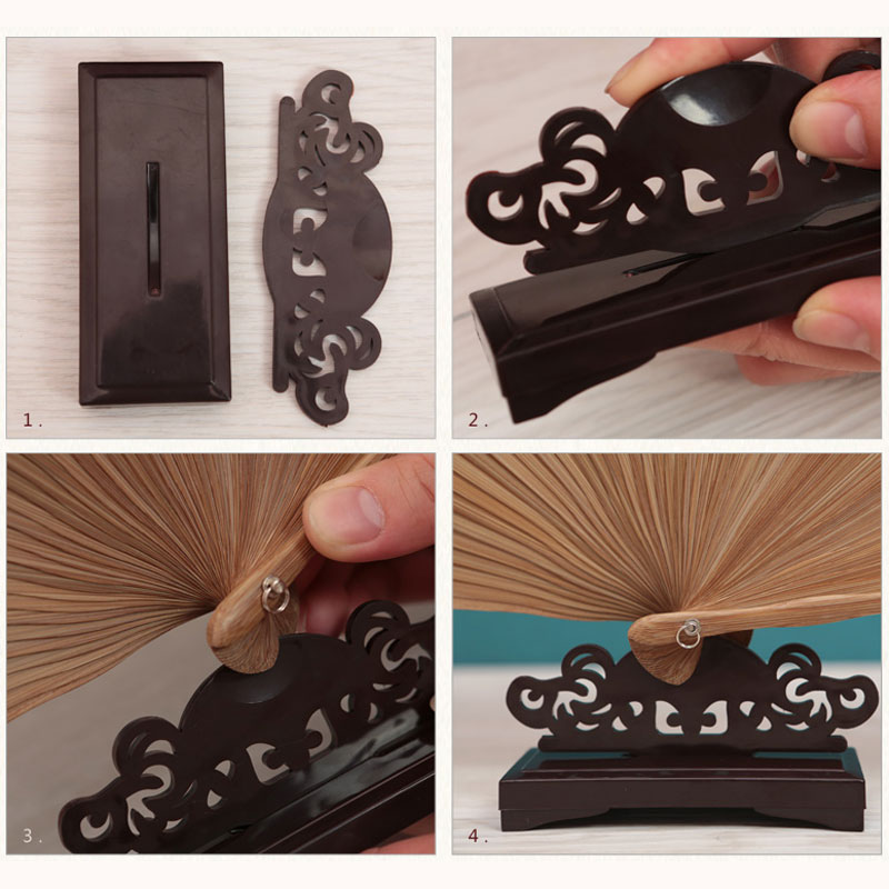 Vintage Art Style Folding Fan  - Desk Setup Wood 评论和价格